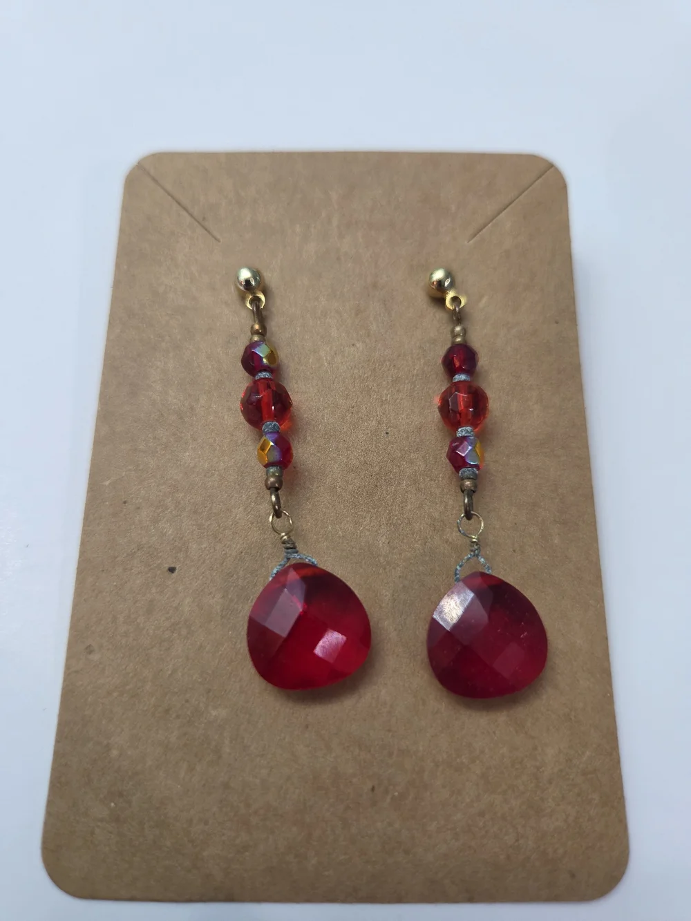 Red Crystal Dangle Earrings Set - Elegant Women Jewelry